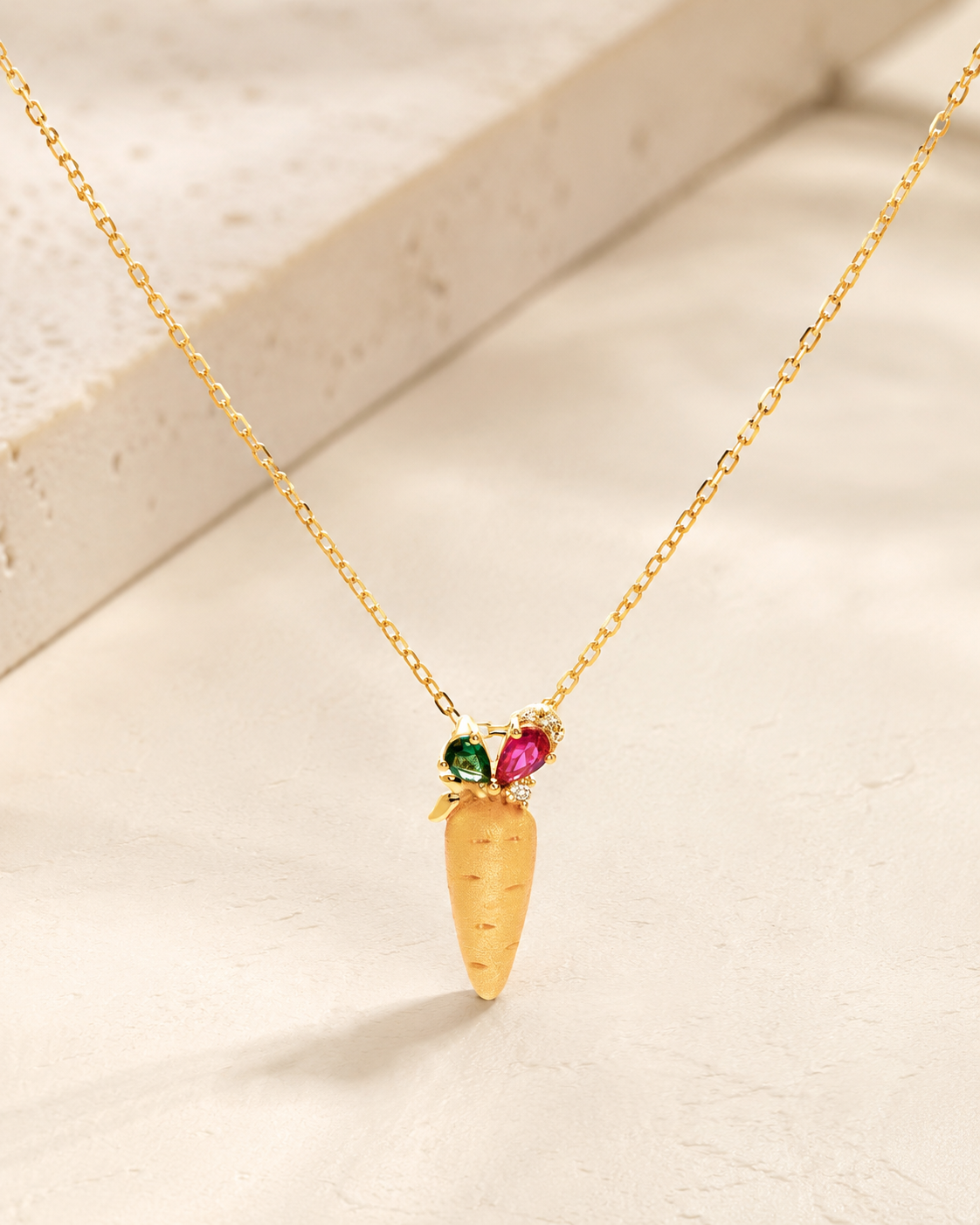 Carrot Nano Cubic Zirconia Gold Necklace