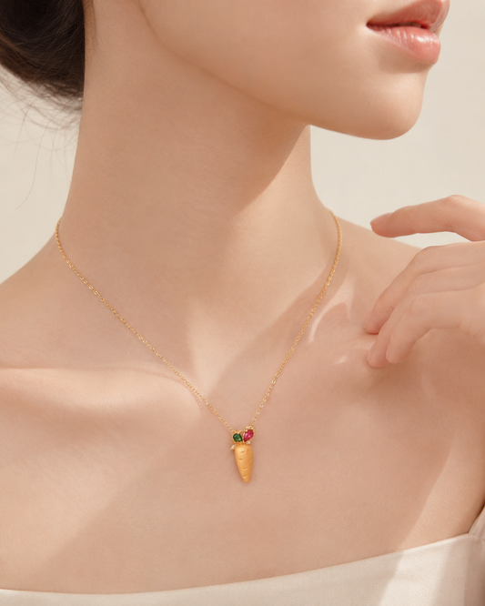 Carrot Nano Cubic Zirconia Gold Necklace