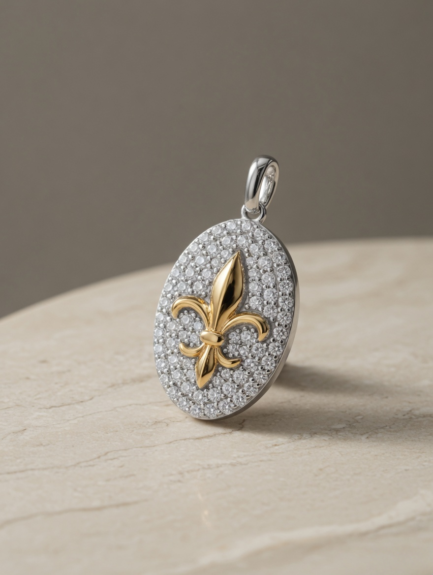 Fleur de Lis Oval Pendant