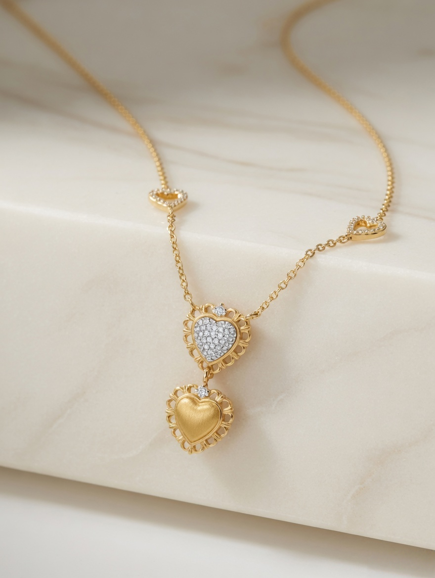 Double Heart Gold Necklace