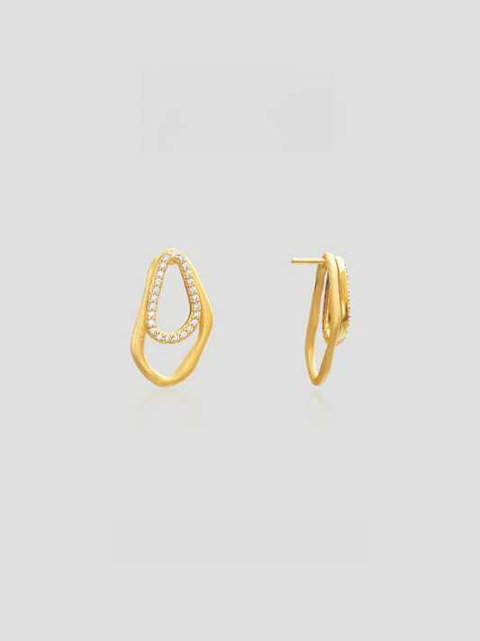 Contour Drop Pavé Stud Earrings