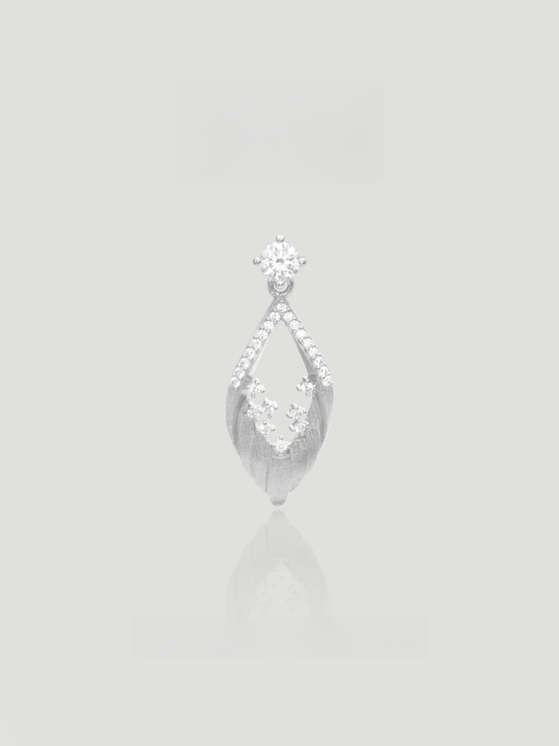 CARV. silver openwork marquise pendant necklace with crystal flower detail, pavé top and fine chain