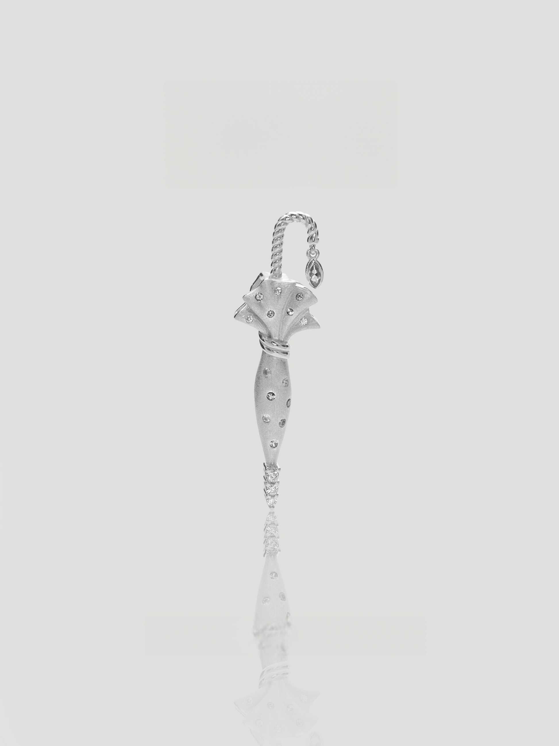 CARV. silver parasol pendant necklace with pavé detailing and crystal drop pendant