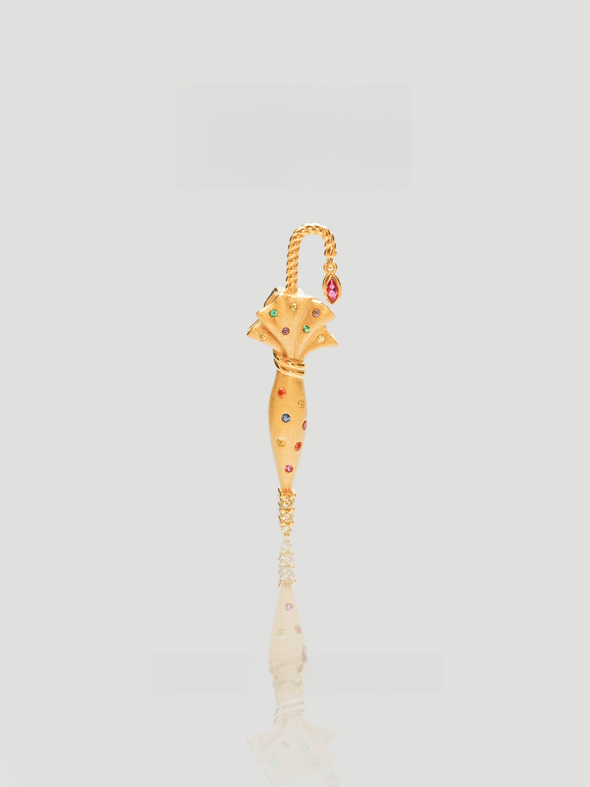 CARV. gold parasol pendant necklace with pavé detailing, multicolor stones and crystal drop