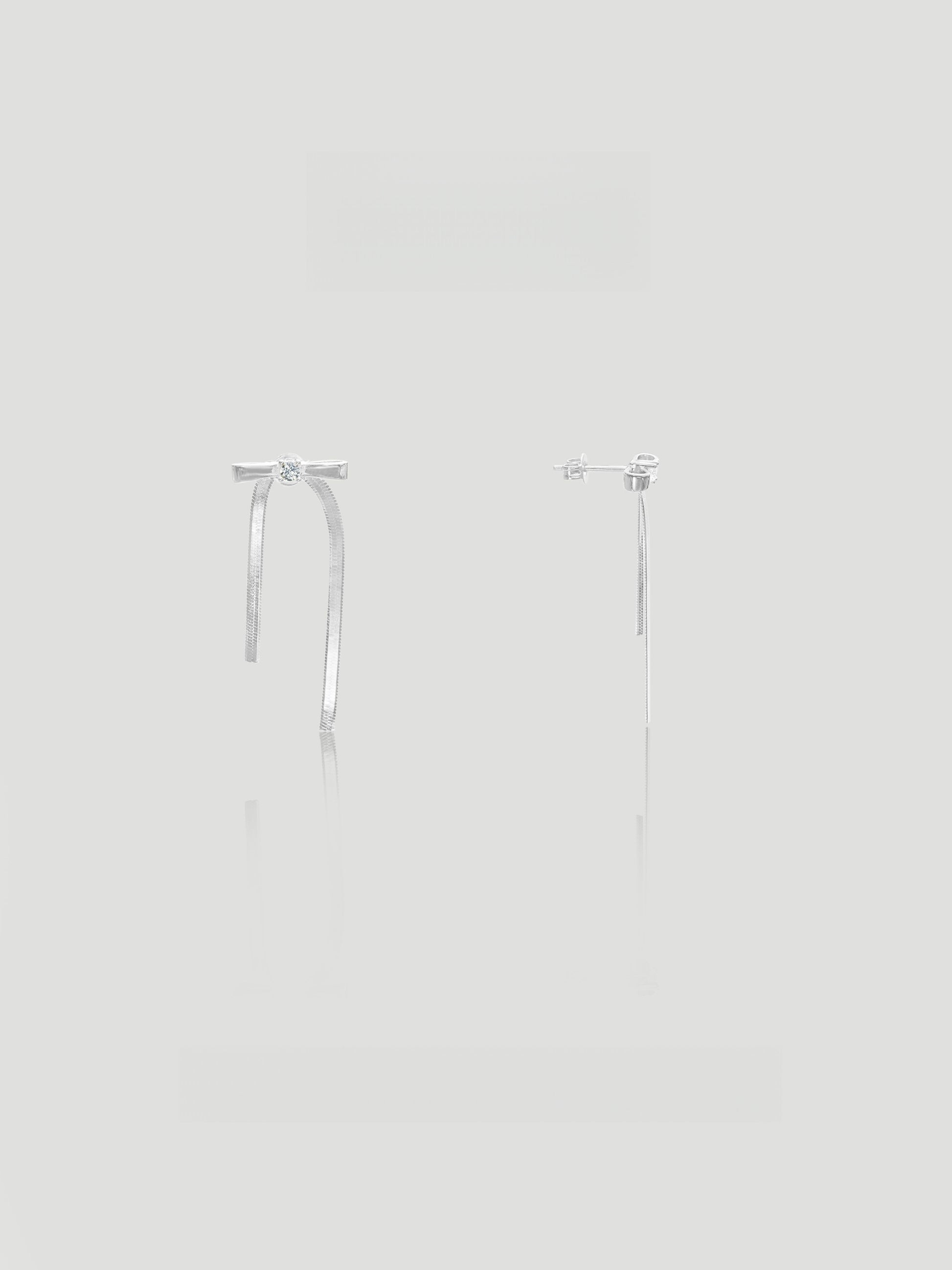 CARV. silver bar drop earrings with crystal studs, slim vertical drops and polished finish