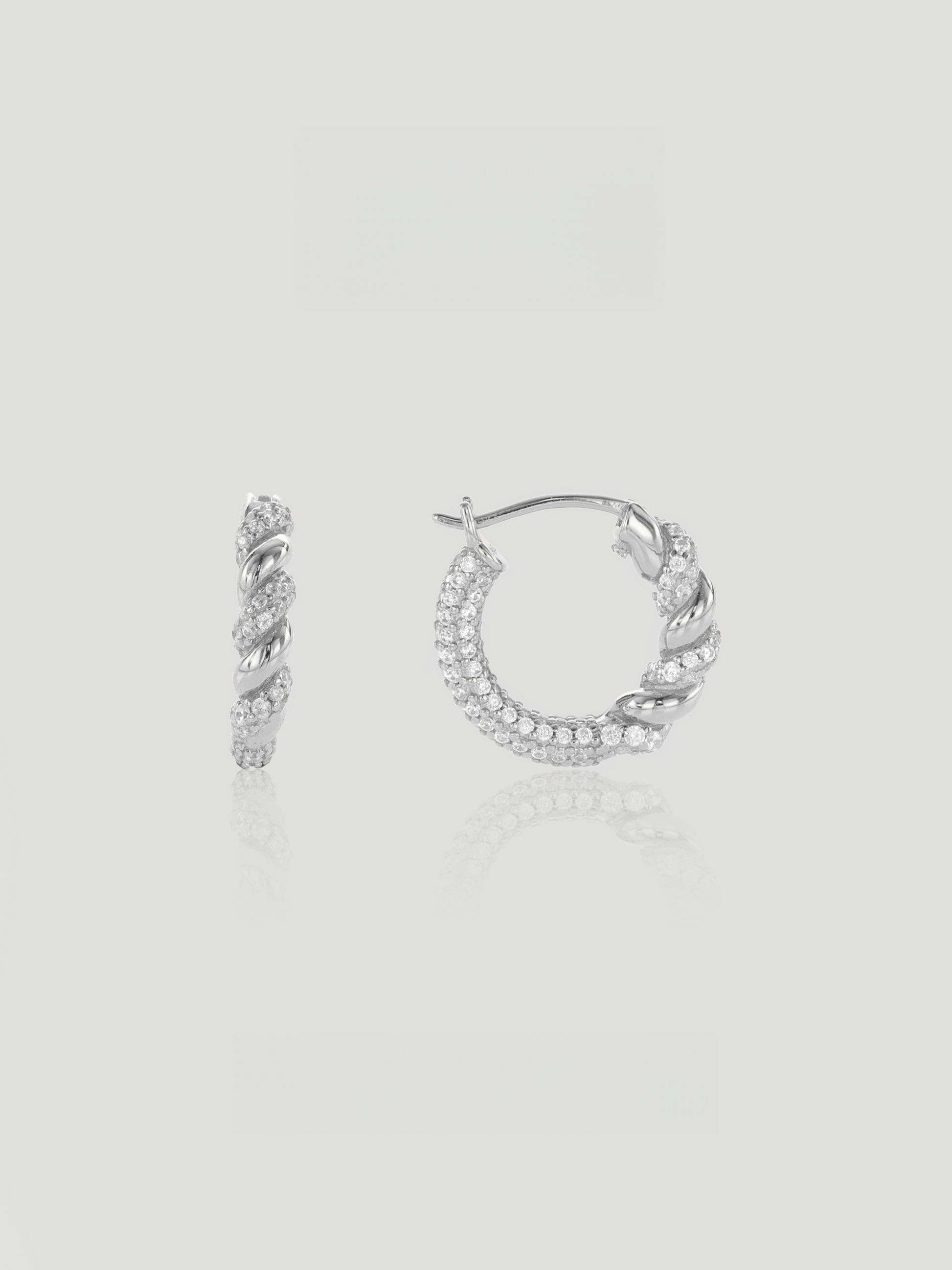 CARV. silver twisted pavé hoop earrings with rope twist detail and round hoop silhouette