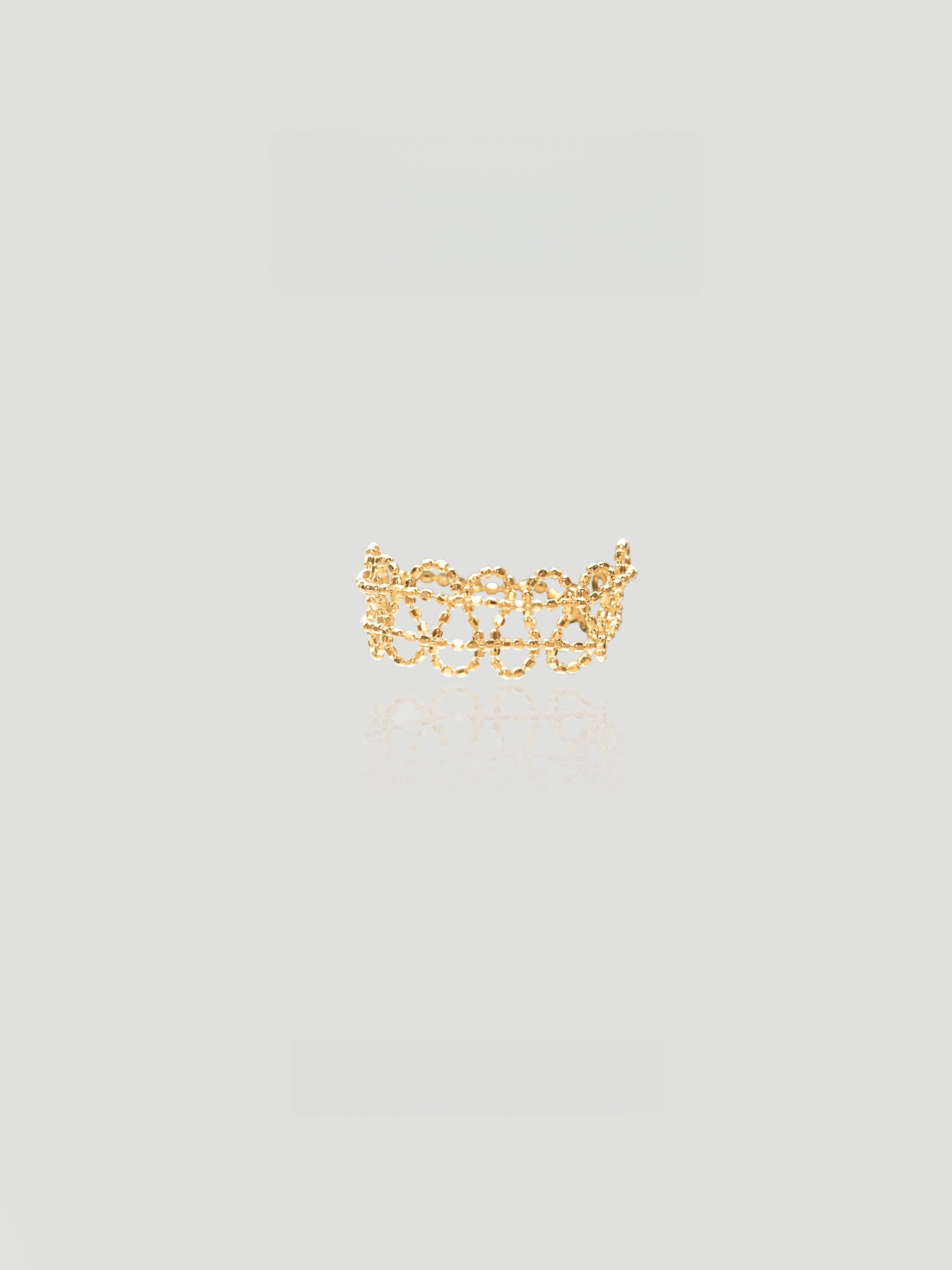 CARV. gold open lace ring with beaded detail and scalloped openwork design