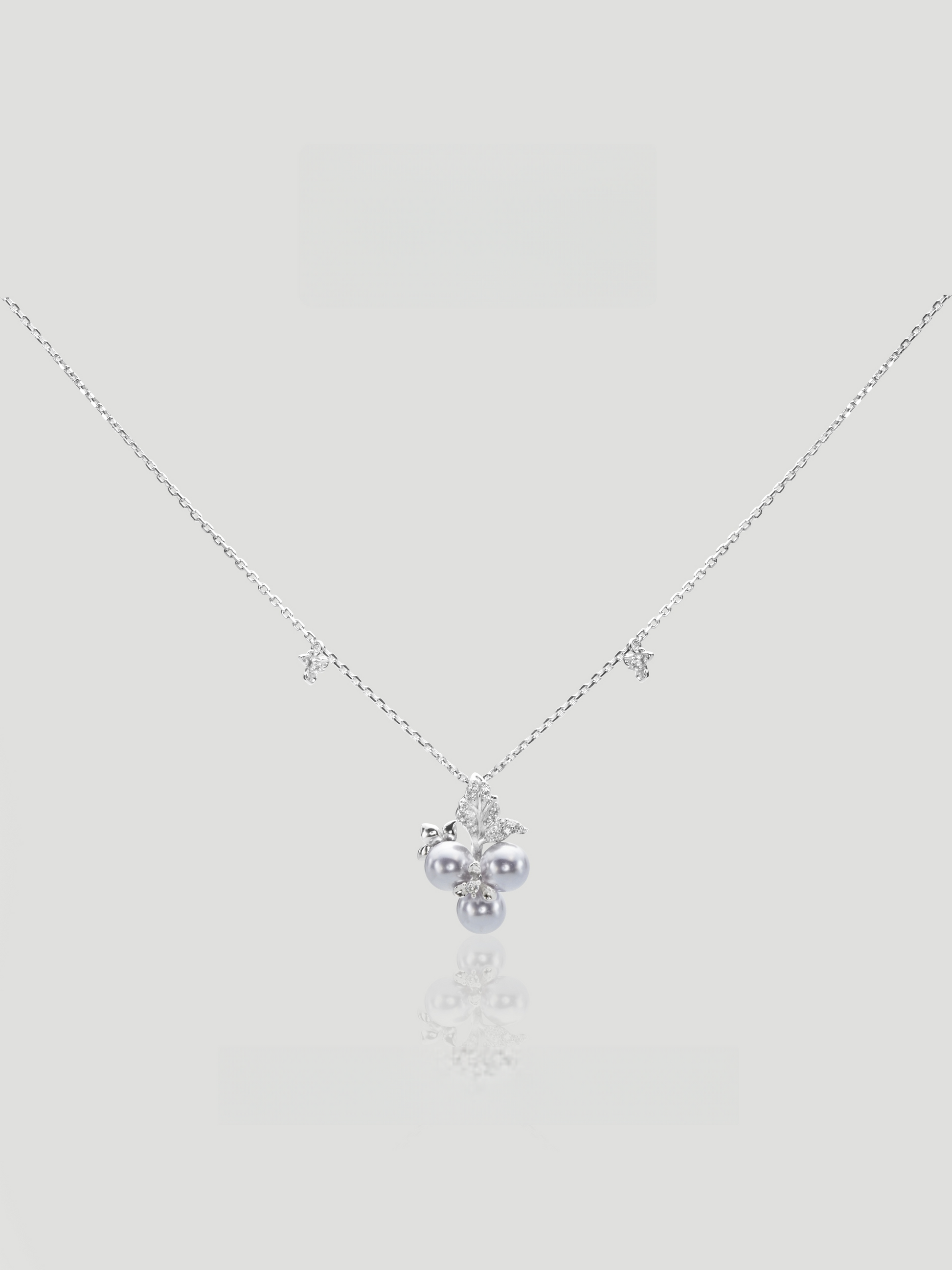 CARV. silver pearl cluster necklace with star chain detail and clustered pearl pendant