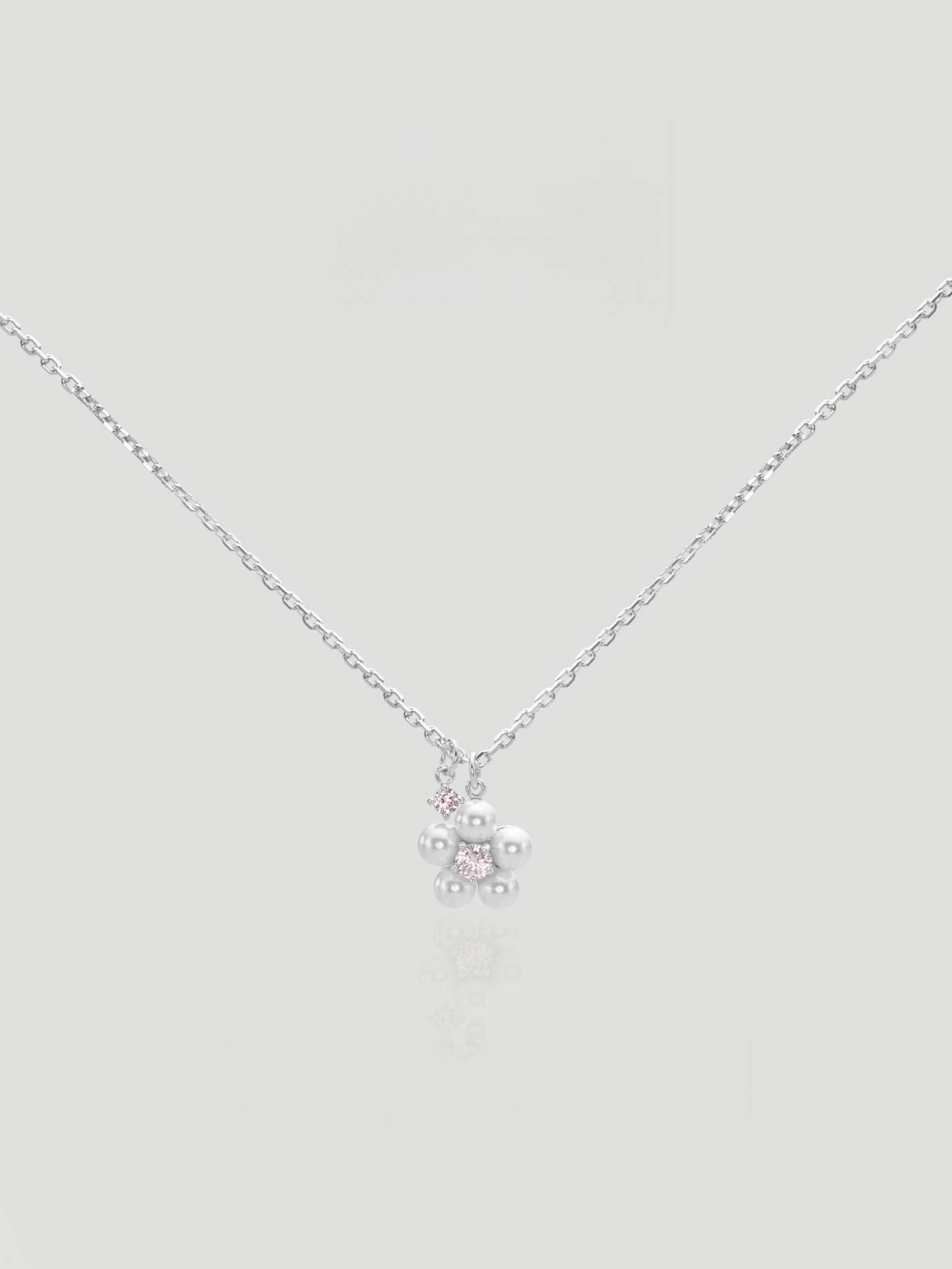 CARV. silver pearl cluster necklace with small pearl beads, crystal accents and fine chain