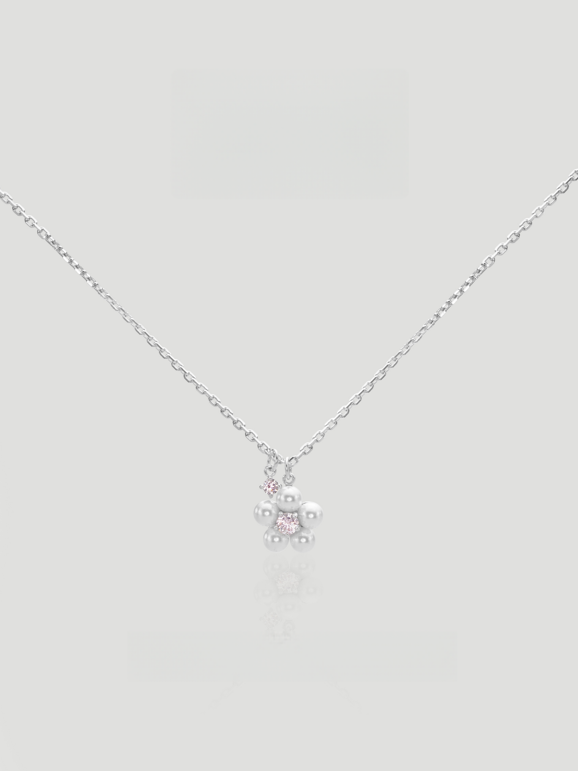 CARV. silver pearl cluster necklace with small pearl beads, crystal accents and fine chain