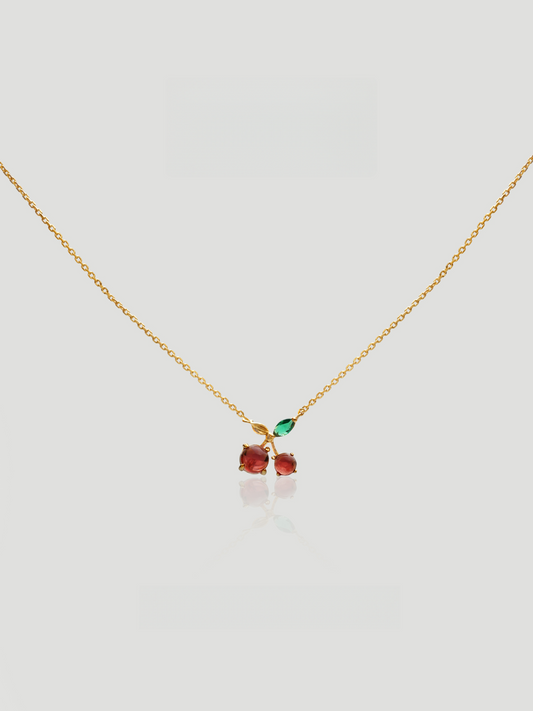 Cherry Gemstone Gold Necklace