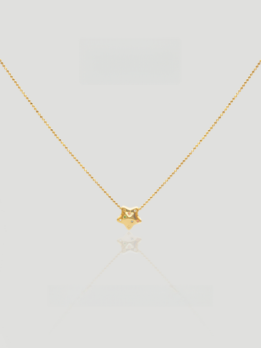 CARV. gold star zircon pendant necklace with fine chain and small sparkling star charm