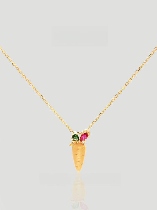 Carrot Nano Cubic Zirconia Gold Necklace
