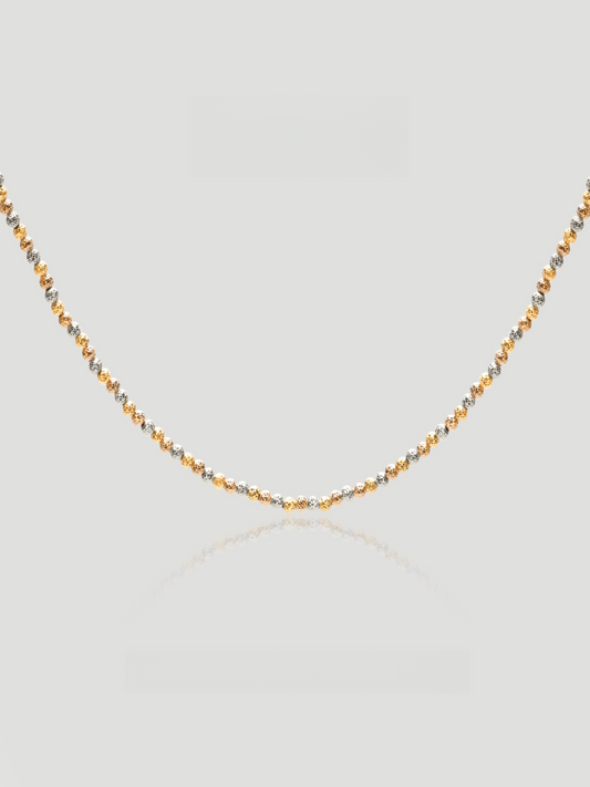 CARV. tri-tone beaded chain necklace with gold, silver and warm metallic bead detail