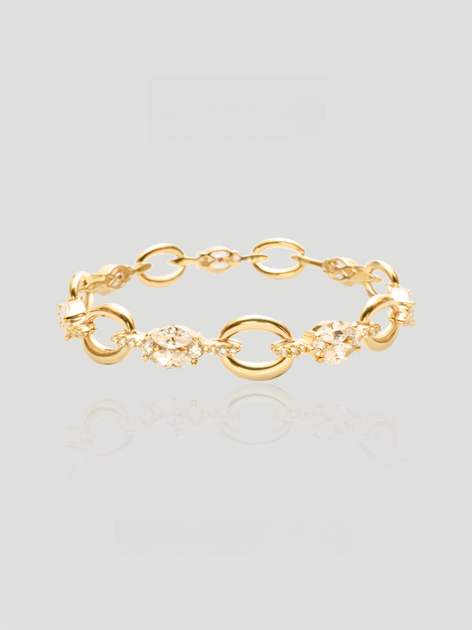 CARV. gold link bracelet with oval links, marquise crystal accents and delicate chain detail