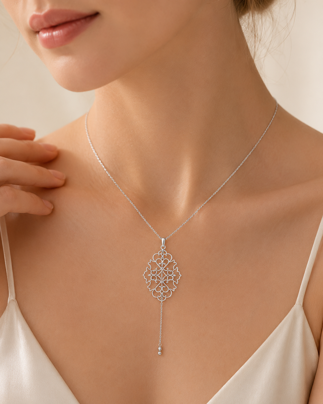 Arabesque Filigree Drop Necklace