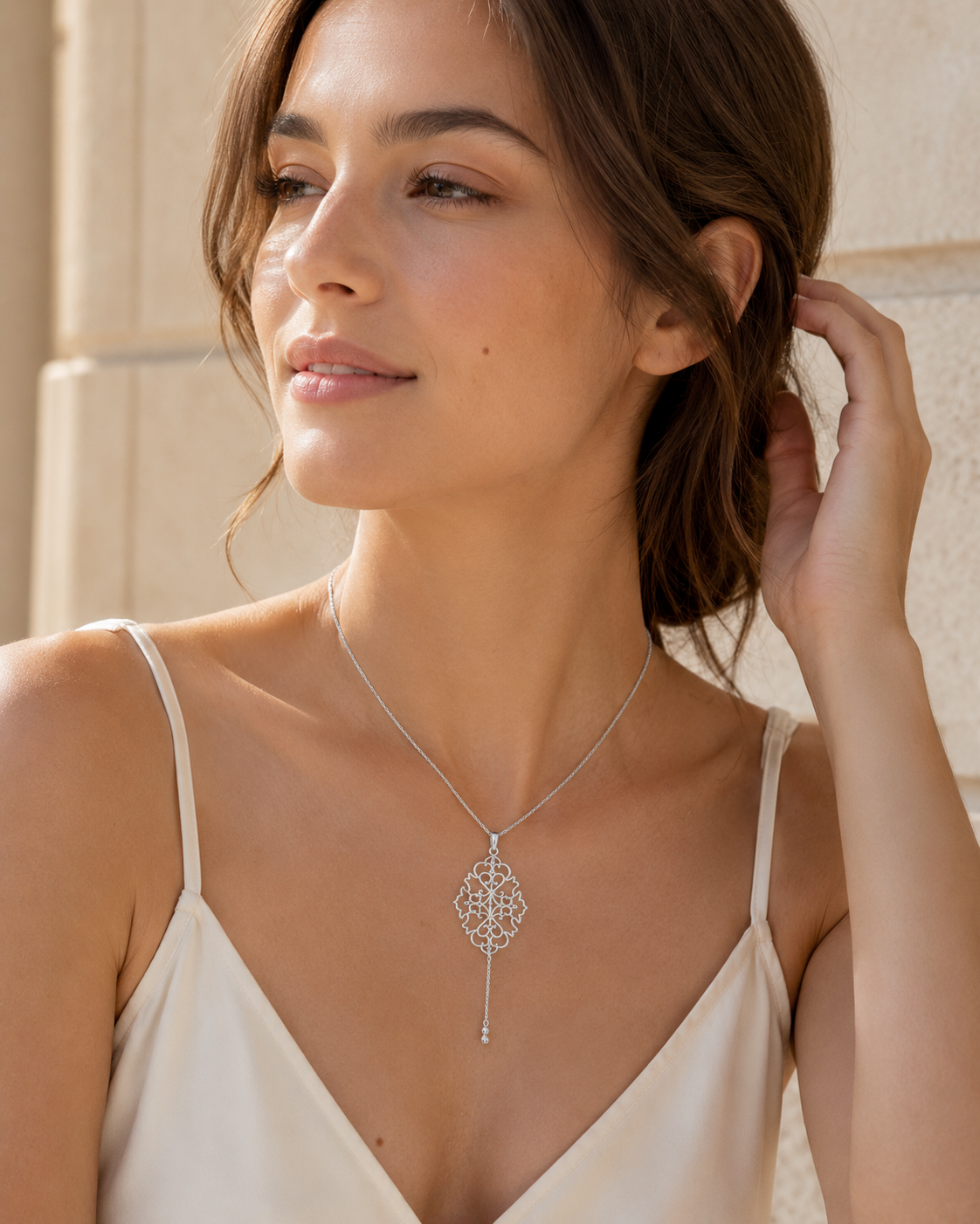 Arabesque Filigree Drop Necklace