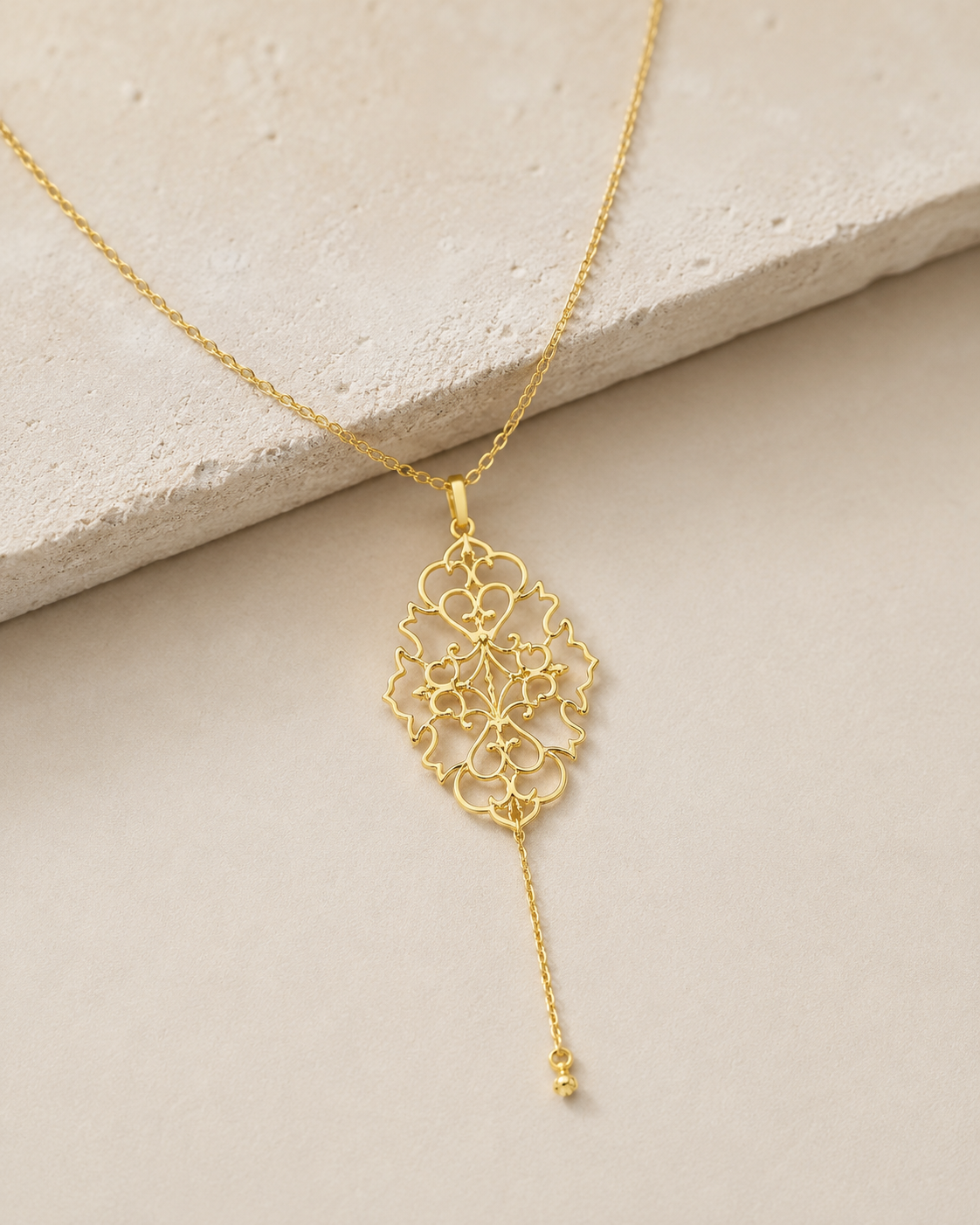 Arabesque Filigree Drop Necklace