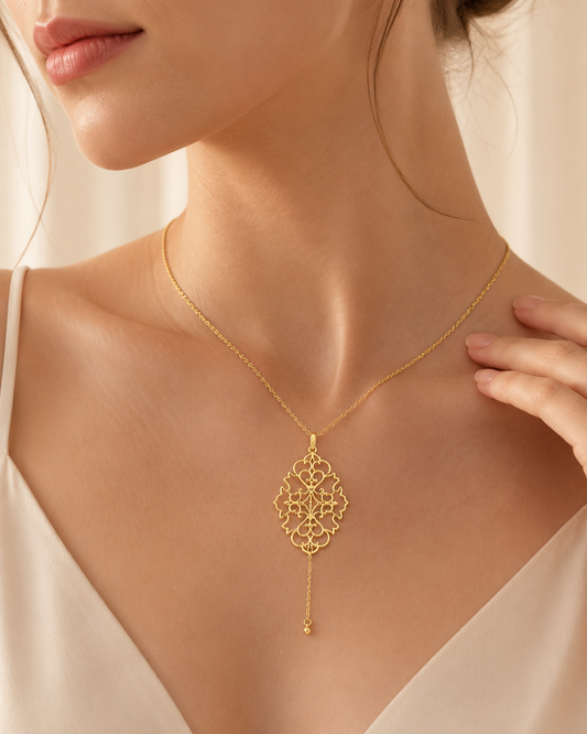 Arabesque Filigree Drop Necklace