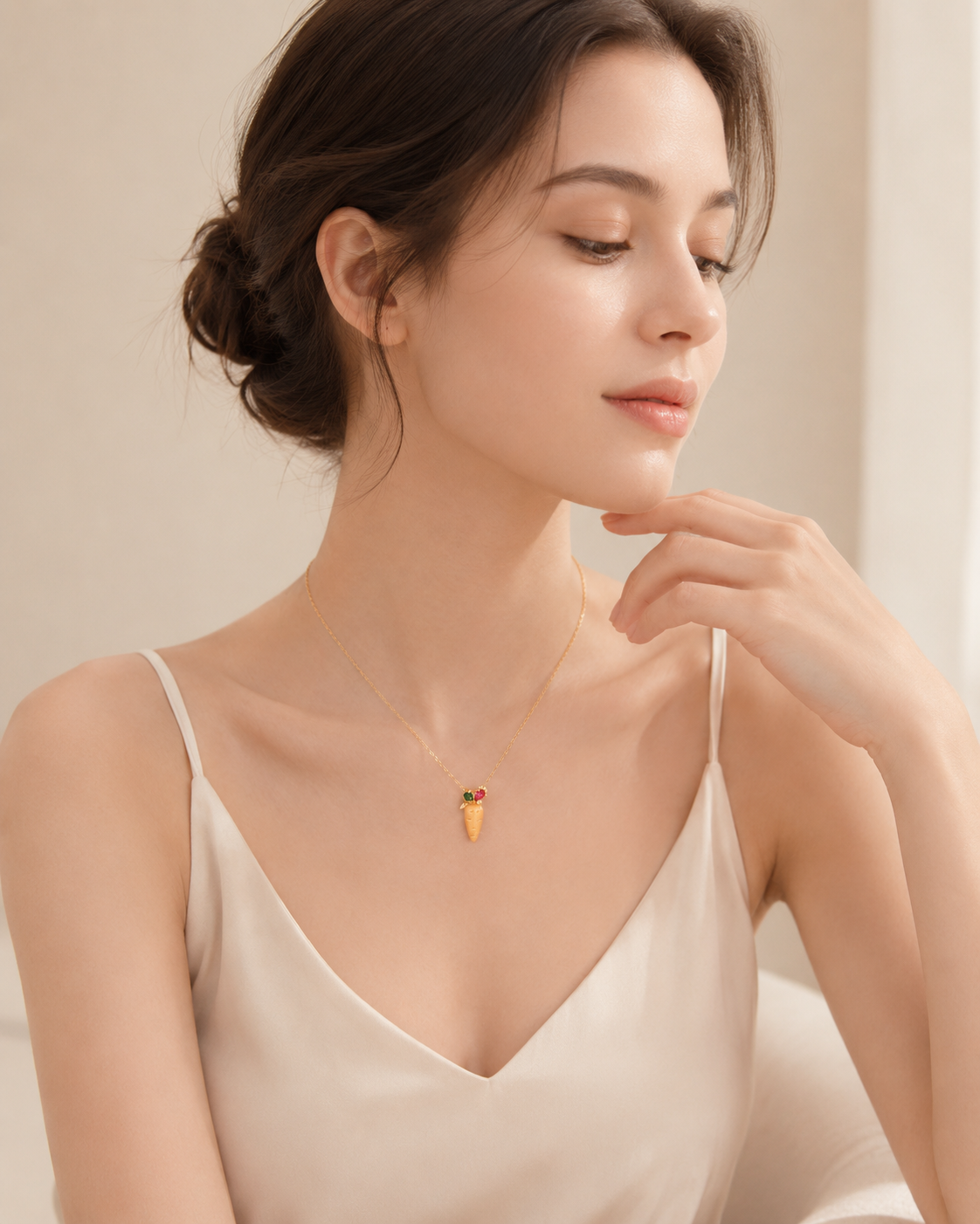 Carrot Nano Cubic Zirconia Gold Necklace