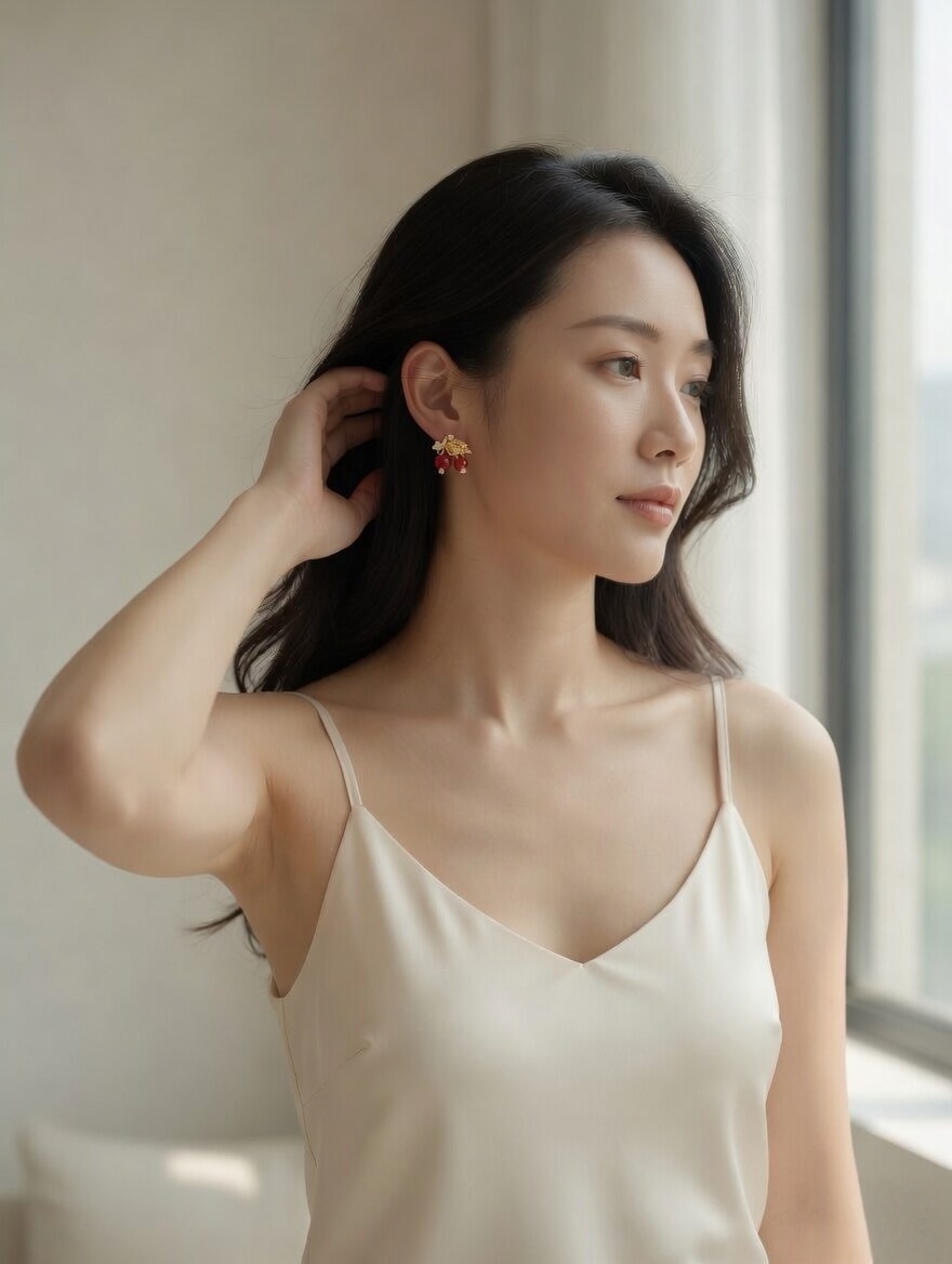 Berry Bloom Red Agate Stud Earrings