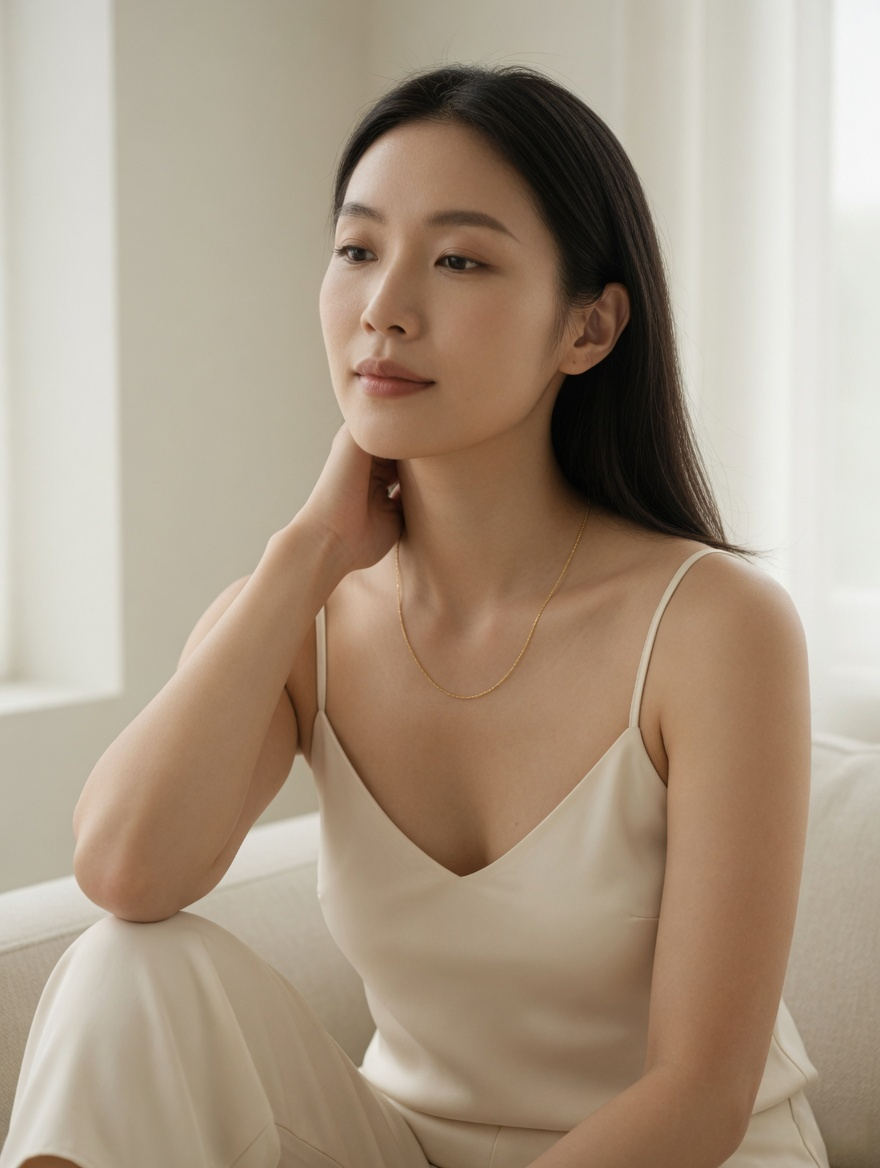 CARV. gold single chain necklace styled on neckline with a delicate everyday chain design
