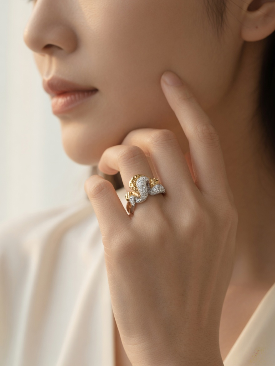 CARV. two-tone sculptural ring set worn on hand for elegant everyday outfit styling