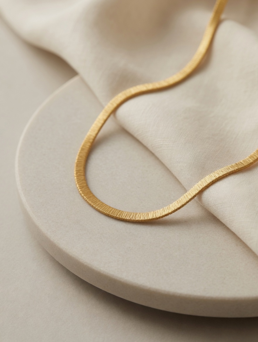 CARV. gold textured collar necklace with curved chain shape and close-up ridged detail