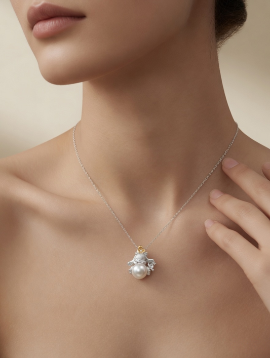 Dreaming Bunny Pearl Pendant