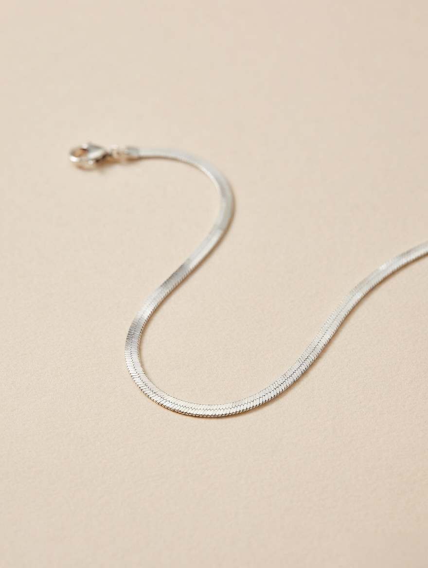 CARV. silver silk snake chain necklace flatlay