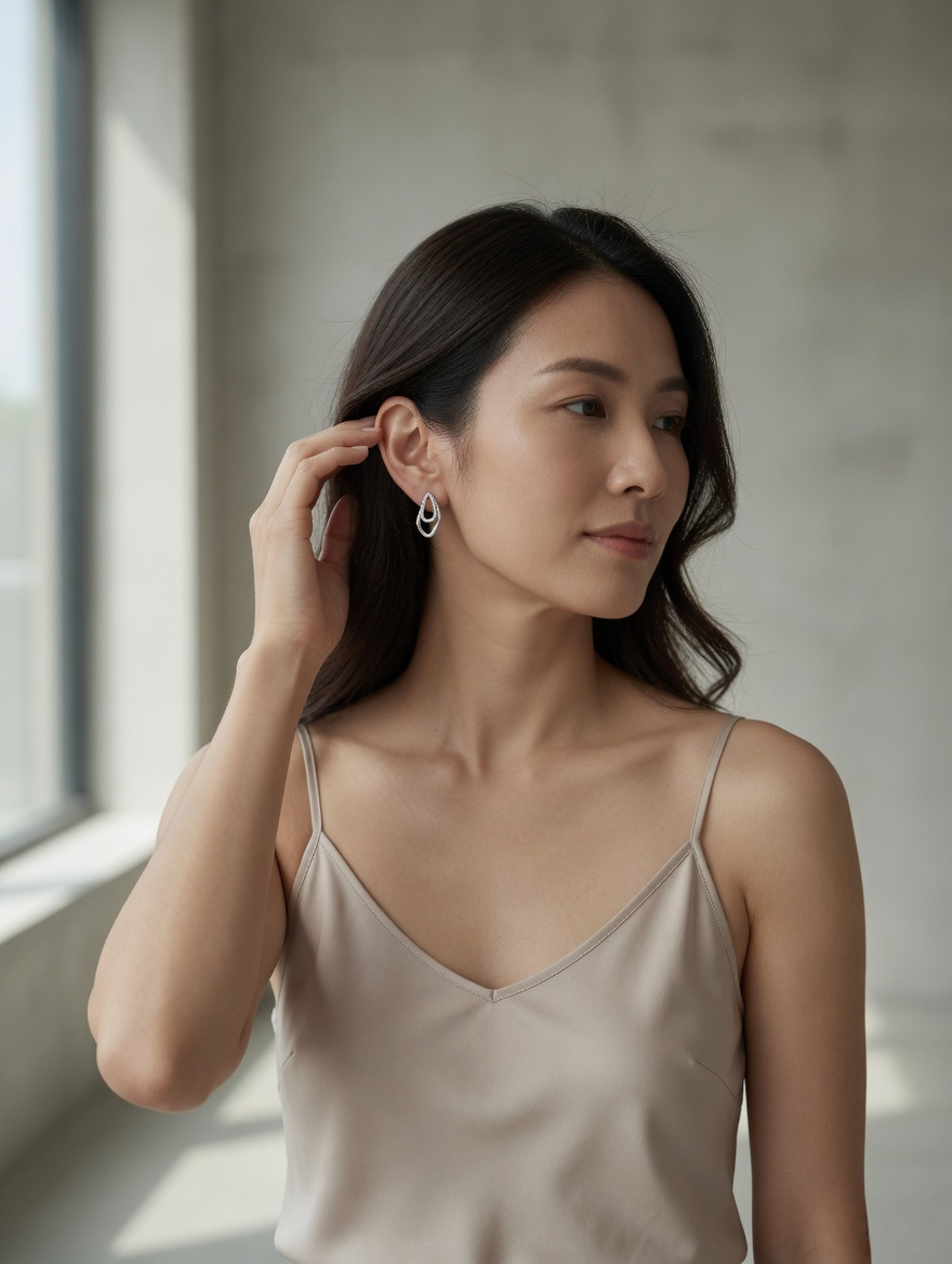 Contour Drop Pavé Stud Earrings