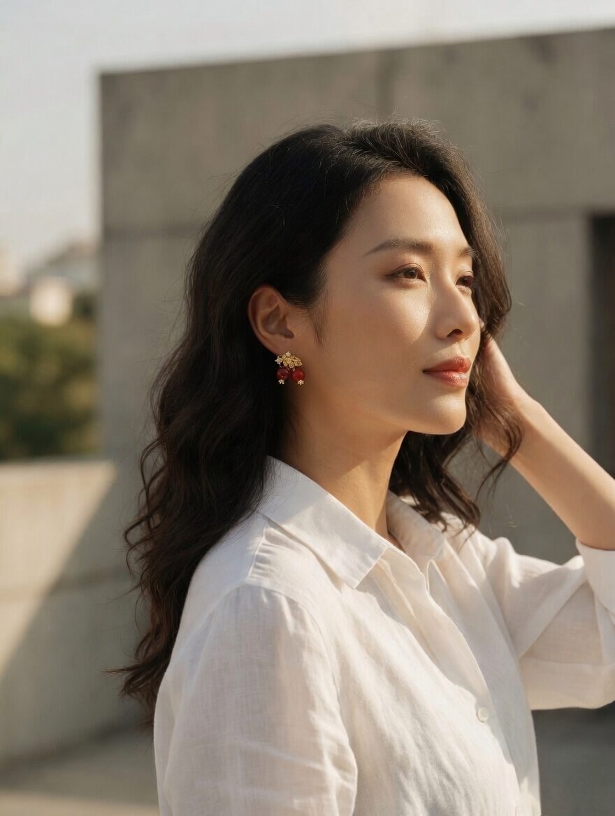 Berry Bloom Red Agate Stud Earrings