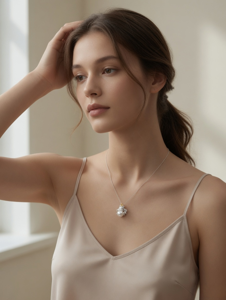 Dreaming Bunny Pearl Pendant
