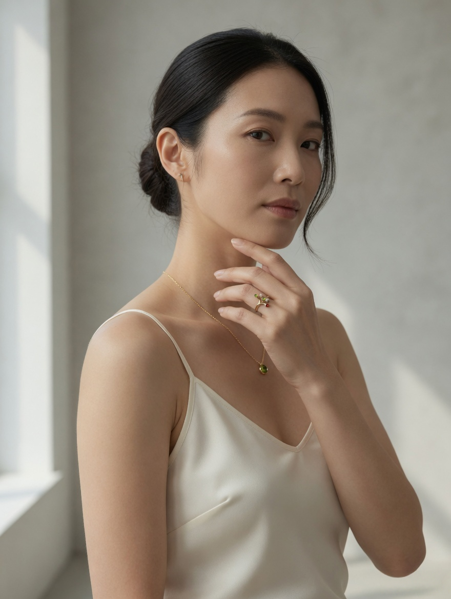 CARV. gold multi-stone open ring styled with a white dress for elegant outfit styling