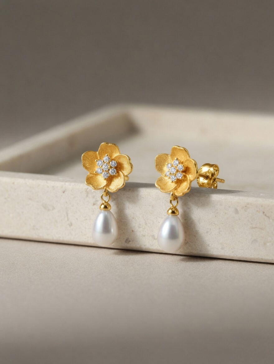 Bloom Pearl Drop Earrings