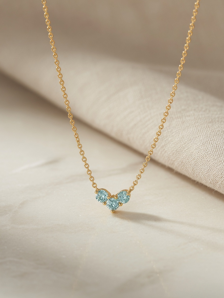 Blue Heart Gold Necklace