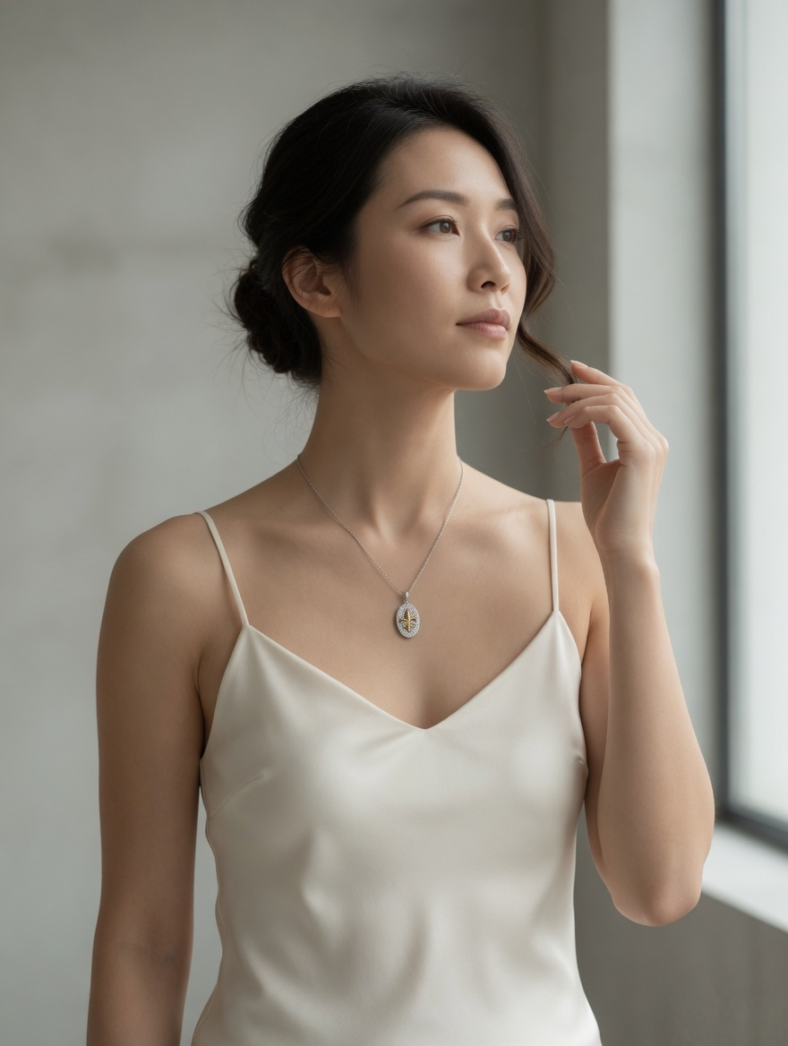 Fleur de Lis Oval Pendant