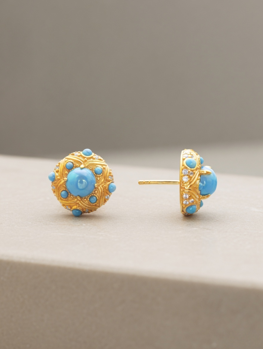 Celestial Turquoise Stud Earrings