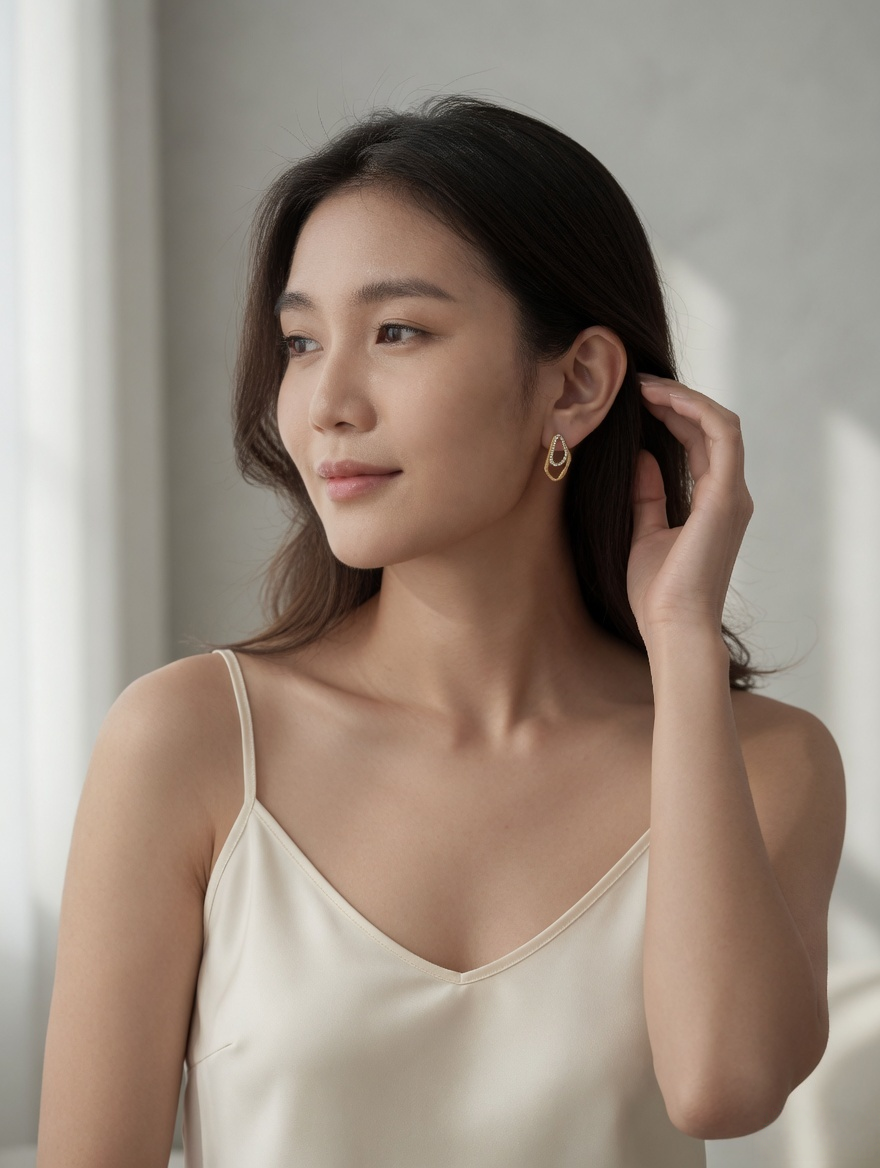 Contour Drop Pavé Stud Earrings
