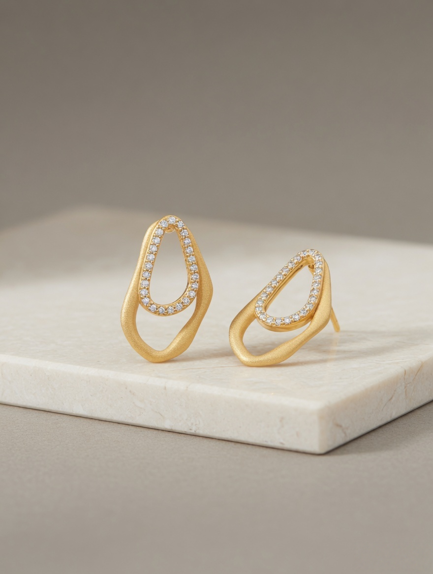Contour Drop Pavé Stud Earrings