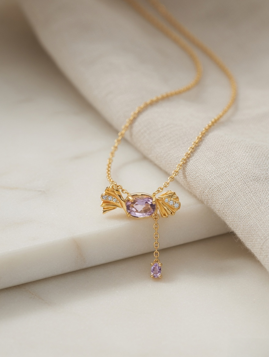 Candy Pink Stone Tassel Necklace