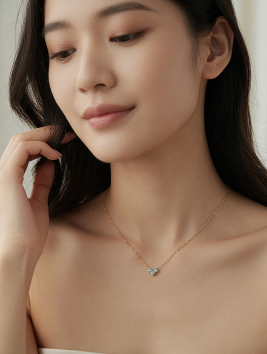 Blue Heart Gold Necklace