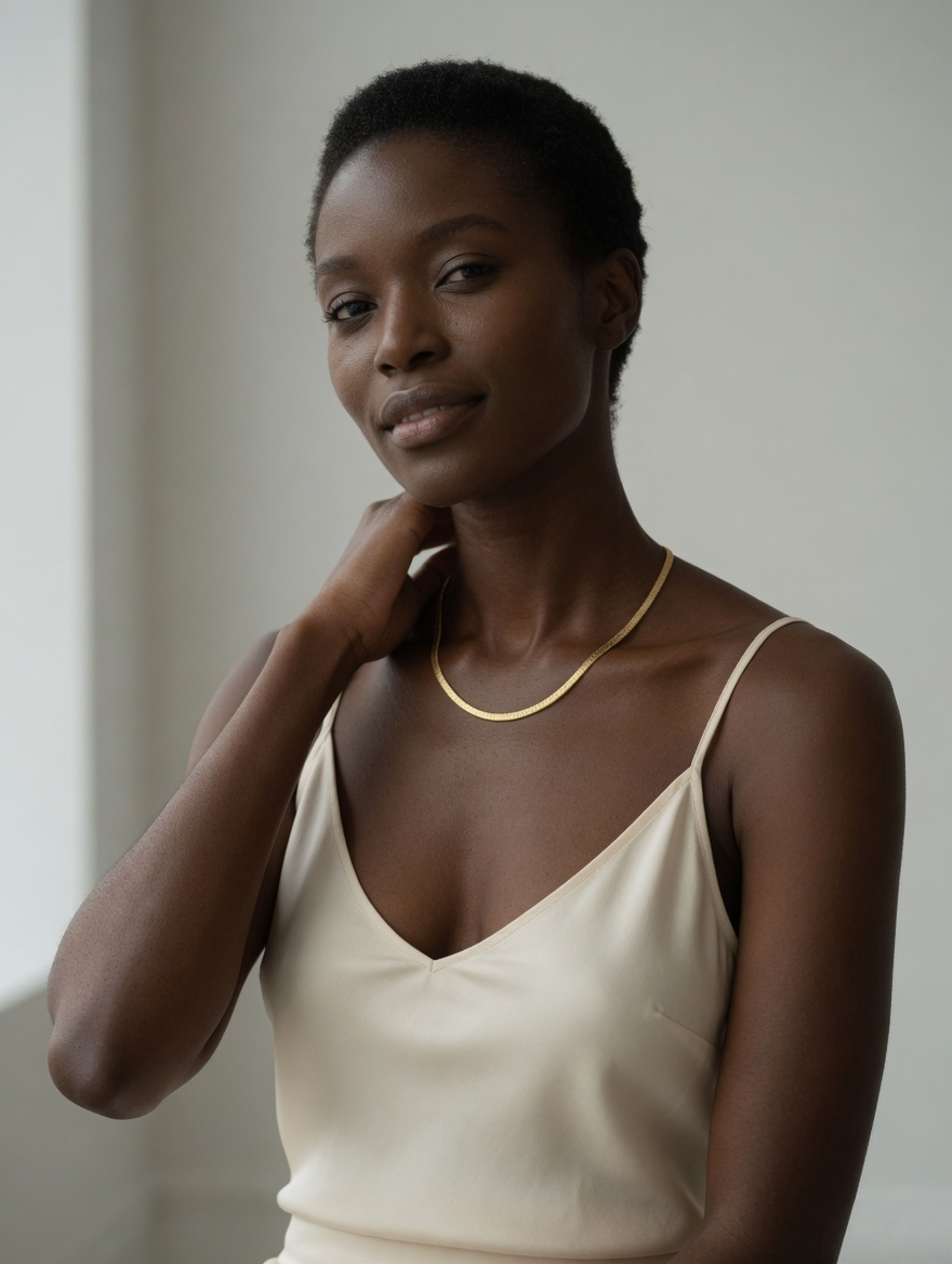 CARV. gold textured collar necklace styled on neckline with short structured chain design
