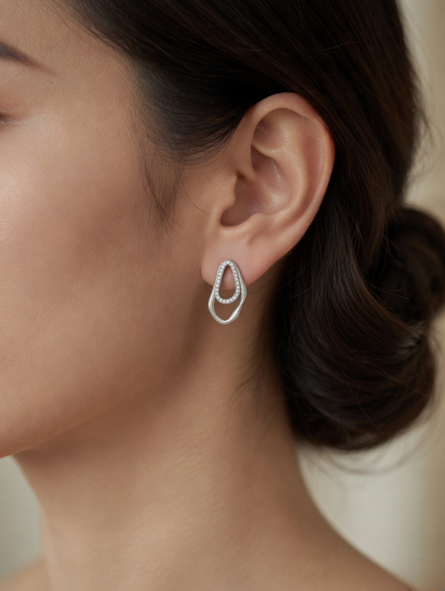 Contour Drop Pavé Stud Earrings