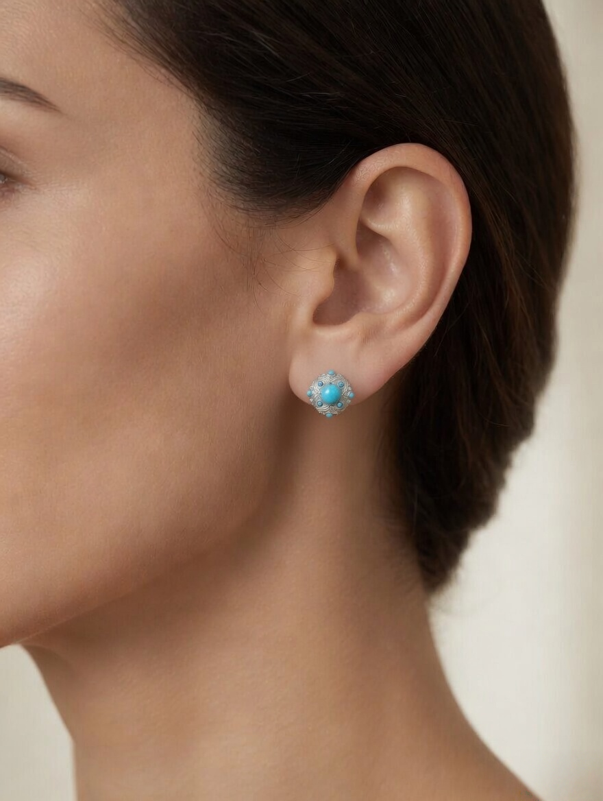 Celestial Turquoise Stud Earrings
