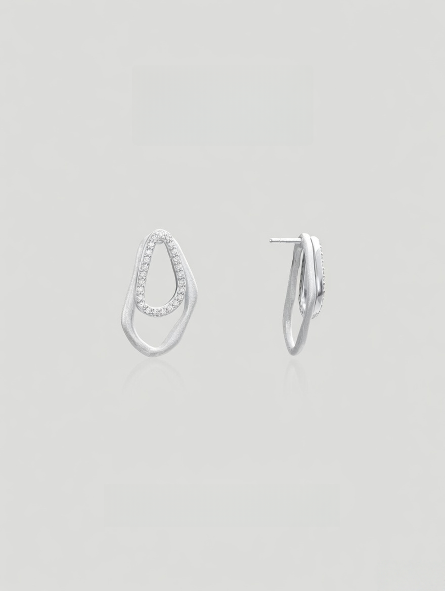 Contour Drop Pavé Stud Earrings